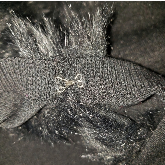 NWOT DOTS Faux Fur Collar  Cardigan Sweater Junior Large - Picture 5 of 6